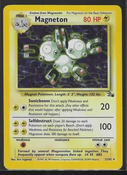 Pokemon TCG Magneton Fossil Holo Rare 11/62 LP - Image 1