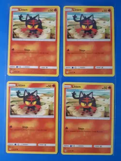 4x Litten 26/214 Pokemon card SM Unbroken Bonds common NM - Image 1