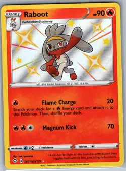 Raboot SV016/SV122 Shining Fates: Shiny Vault - Pokemon Card - NM - Image 1