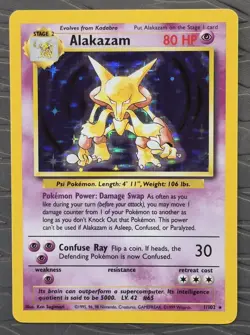 Alakazam 1/102 Holo Rare Base Set WOTC Pokemon Card VLP - Image 1