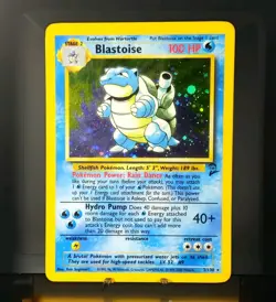 Pokemon TCG Blastoise 2/130 Base Set 2 Holo Swirl - Image 1