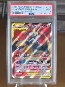 Charizard & Braixen Tag Team GX FA 212/236 - Cosmic Eclipse Pokemon TCG- PSA 9 - Image 1