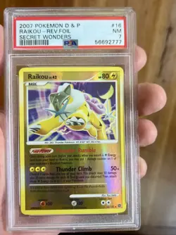 2007 Pokemon Diamond & Pearl Raikou Holo PSA 7 NM Secret Wonders Low POP - Image 1