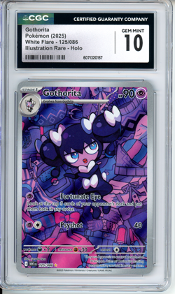 POKEMON CGC 10 GEM MINT GOTHORITA ILLUSTRATION RARE 125/086 WHITE FLARE - Image 1