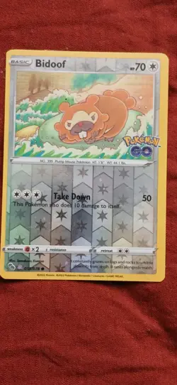 Pokemon Go Bidoof Reverse Holo Peelable Card #59 - Image 1