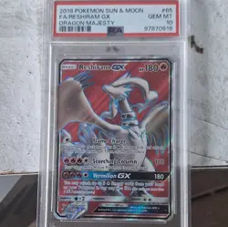Reshiram GX 65/70 PSA 10 2018 Dragon Majesty Full Art Holo English - Image 1