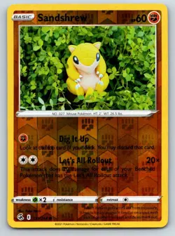 Sandshrew 131/264 Common Fusion Strike Pokemon Reverse Holo Near Mint - Image 1
