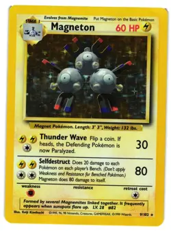 Pokemon TCG Magneton 9/102 Base Set Holo Unlimited Rare LP - Image 1