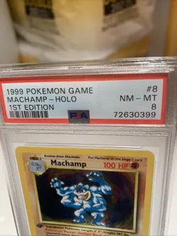 1999 POKEMON BASE SET 1ST EDITION #8 MACHAMP-HOLO PSA 8 - Image 3