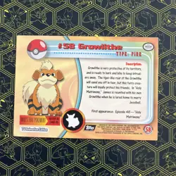 Topps Pokemon Growlithe #58 1999 TV Animation Edition Non-Holo Black Logo - Image 2