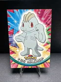 1999 Topps Pokemon TV Animation Series 1 Machop #66 Blue Logo Non Holo - Image 1