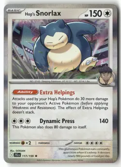 Hop's Snorlax 117/159 Rare Journey Together Pokemon Holo Near Mint - Image 1
