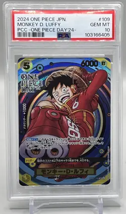 Monkey D. Luffy OP07-109 SR Promo 2024 ONE PIECE Day 24 Foil PCC Japanese PSA 10 - Image 1
