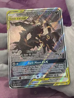 Pokemon TCG Umbreon & Darkrai GX SM241 Black Star Promo Holo Damaged - Image 4