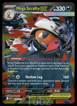 Mega Scrafty ex 135/217 Double Rare Ascended Heroes Pokemon Near Mint - Image 1