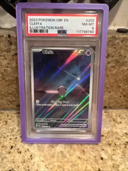 PSA 8 2023 Pokemon Obsidian Flames Cleffa Illustration Rare 202/197 - Image 1