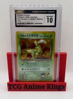 1998 Pokemon Japanese Gym 1 Holo Rocket's Scyther #123 CGC 10 GEM MINT Big Swirl - Image 1