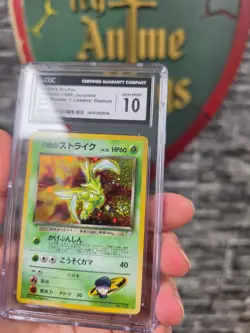 1998 Pokemon Japanese Gym 1 Holo Rocket's Scyther #123 CGC 10 GEM MINT Big Swirl - Image 3