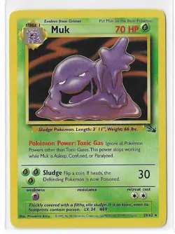 Muk 28/62 Unlimited Fossil WOTC Vintage Pokemon TCG Card LP - Image 1