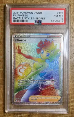 PSA 9 MINT Phoebe 175/163 Battle Styles Secret Rare Trainer Holo Pokemon 2021 - Image 1