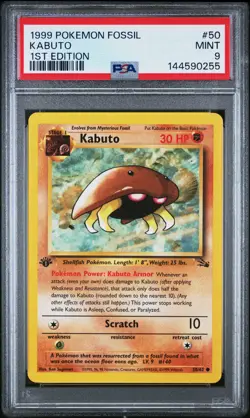 1999 POKEMON FOSSIL 1ST EDITION #50 KABUTO PSA 9 - Image 1
