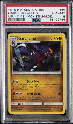 2018 POKEMON SUN & MOON ULTRA PRISM #99 GARCHOMP-HOLO PSA 8 - Image 1