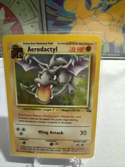 Pokemon TCG Fossil Unlimited 1/62 Aerodactyl Holo Rare - Image 1
