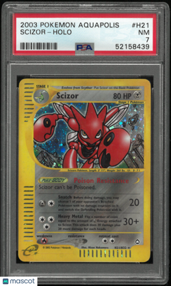 2003 Pokemon Aquapolis Scizor H21/H32 Holo PSA 7 - Image 1