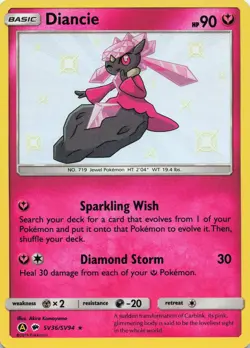Diancie SV36/SV94 Shiny Rare Hidden Fates Shiny Vault Pokemon Near Mint - Image 1