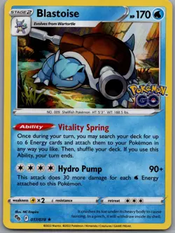 Blastoise Holo Holo Rare Pokemon GO 017/078 NM - Image 1
