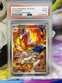 PSA 9 MINT 2024 Pokemon EN-Twilight Masquerade 173 Infernape Illustration Rare - Image 1