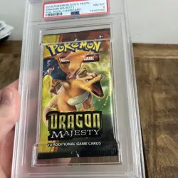 2018 DRAGON MAJESTY FOIL PACK POKEMON SUN & MOON CHARIZARD PACK ART PSA 8 - Image 3