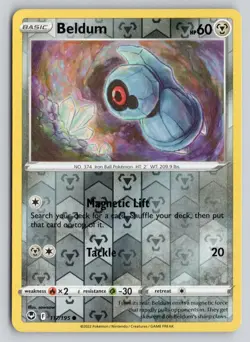 BELDUM 117/195 COMMON SILVER TEMPEST POKEMON REVERSE HOLO NM - Image 1