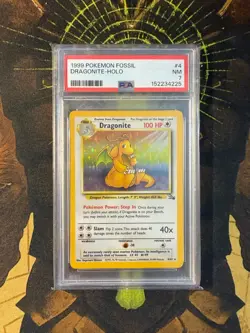 Pokemon Dragonite 4/62 Fossil Vintage Holo PSA 7 - Image 1
