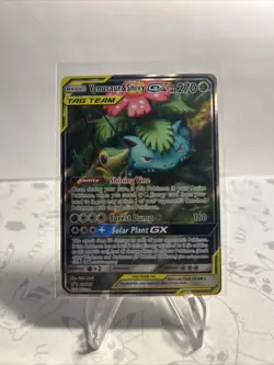 Pokemon TCG Venusaur and Snivy GX SM229 Full Art Tag Team Black Star Promo LP+ - Image 2