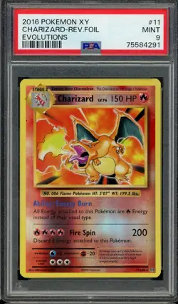 2016 POKEMON XY #11 CHARIZARD REVERSE FOIL MINT PSA 9 EVOLUTIONS 11/108 - Image 1