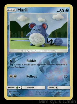 MARILL 34/147 COMMON BURNING SHADOWS POKEMON REVERSE HOLO MP - Image 1