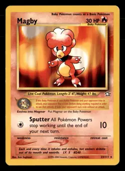 Magby 23/111 Rare Neo Genesis Pokemon Unlimited Lightly Played - Image 1