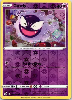 Pokemon Gastly 64/196 Lost Origin Common Reverse Holo NM TCG - Image 1