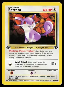 Rattata 66/82 1st Edition Common Team Rocket Pokemon Card - Image 1