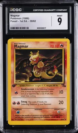 1999 POKEMON FOSSIL 1ST ED #39/62 MAGMAR CGC 9 - Image 1