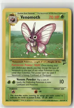 Venomoth 31/130 R Base Set 2 NM Pokemon - Image 1