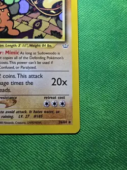 POKEMON SUDOWOODO UNLIMITED NEO REVELATION 26/64 RARE NEAR MINT - Image 4