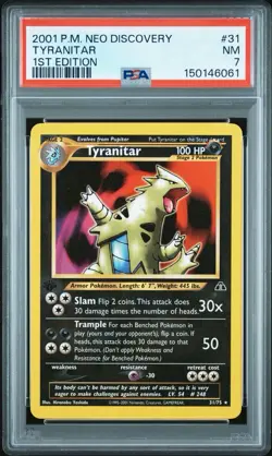 2001 Pokemon Neo Discovery - Tyranitar 1st Edition 31/75 PSA 7 - Image 1