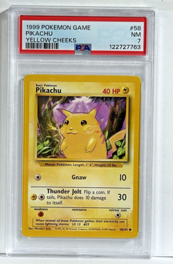 1999 POKEMON GAME PIKACHU YELLOW CHEEKS #58/102 PSA 7 NM - Image 1