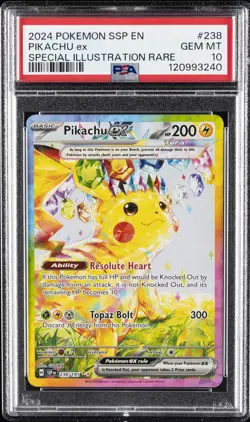 2024 POKEMON SSP EN-SURGING SPARKS SPECIAL ILLUSTRATION RARE PIKACHU EX PSA 10 - Image 1