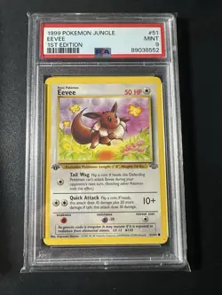 Wizards of the Coast Pokemon Jungle 1st Edition Eevee 51/64 PSA 9 (1999) - Image 1