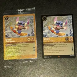 SEALED Stitch Carefree Snowboarder Gold Promo 42/P3 & Foil Disney Lorcana Cards - Image 3