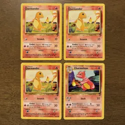 3x Charmander 69/130 + 1x Charmeleon 35/120 Pokemon Card 2000 Base Set 2 - Image 1