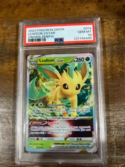 POKEMON 2023 Crown Zenith LEAFEON Vstar #014 PSA 10 Gem Mint RARE 2 - Image 1